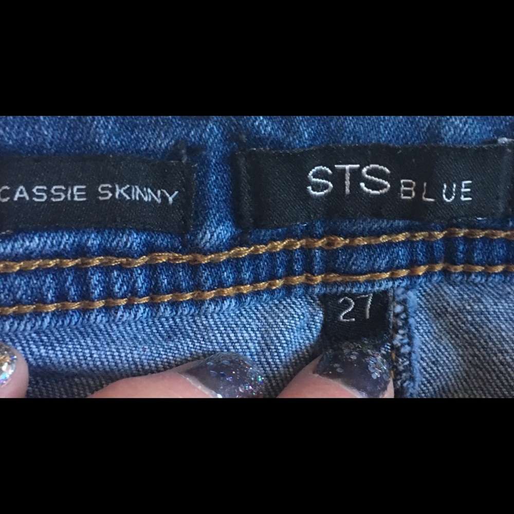 SOLD STS Cassie Skinny Blue Jeans, 27s, Patch/Tear - Picture 5 of 8